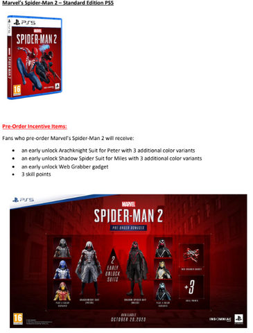 MARVEL’S SPIDER-MAN 2 STANDARD EDITION PS5(Pre-order)