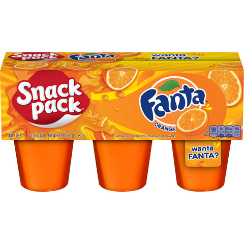 Snack Pack Fanta Juicy  Orange 6-Cups 3.25oz (92g)