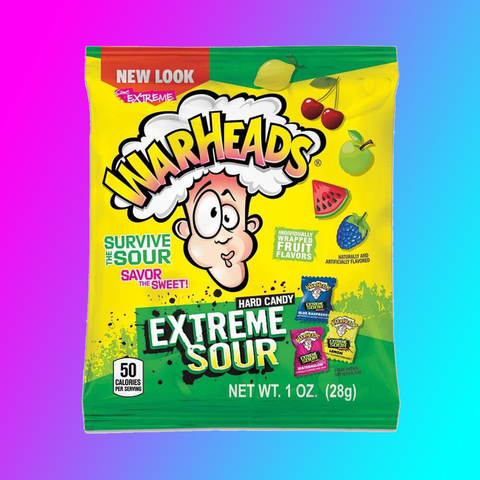 Warheads Hard Candy Extreme Sour Assorted Flavors 1oz