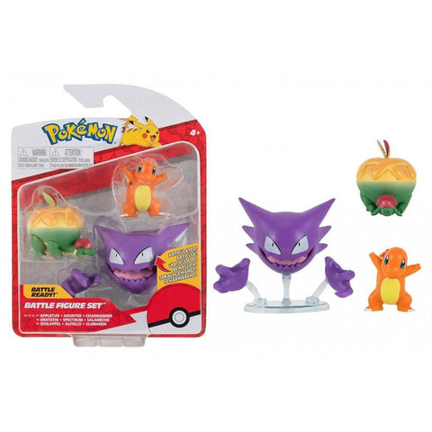 Pokemon Battle Figure Set 3 Pack W10 Charmander , Appletun, Haunter